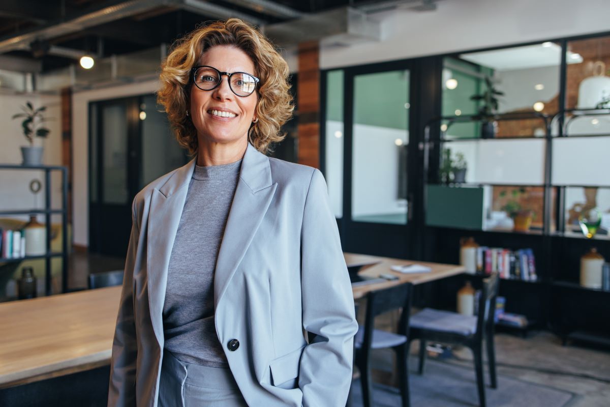 Confident professional woman wearing glasses