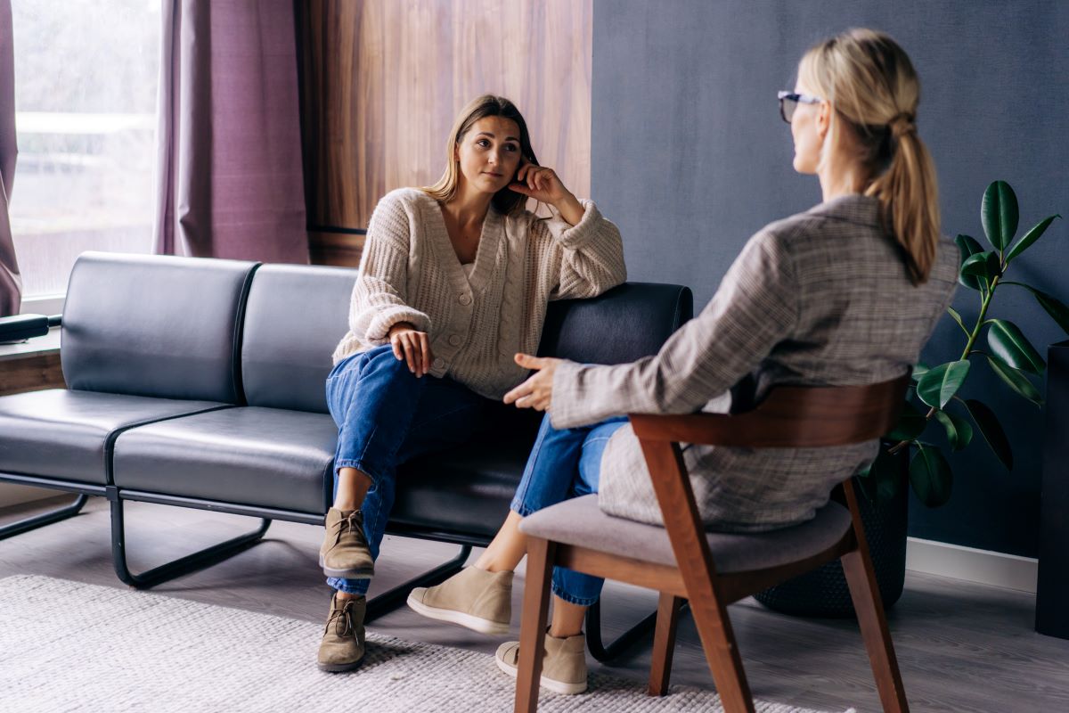 Women in a one on one counselling session.