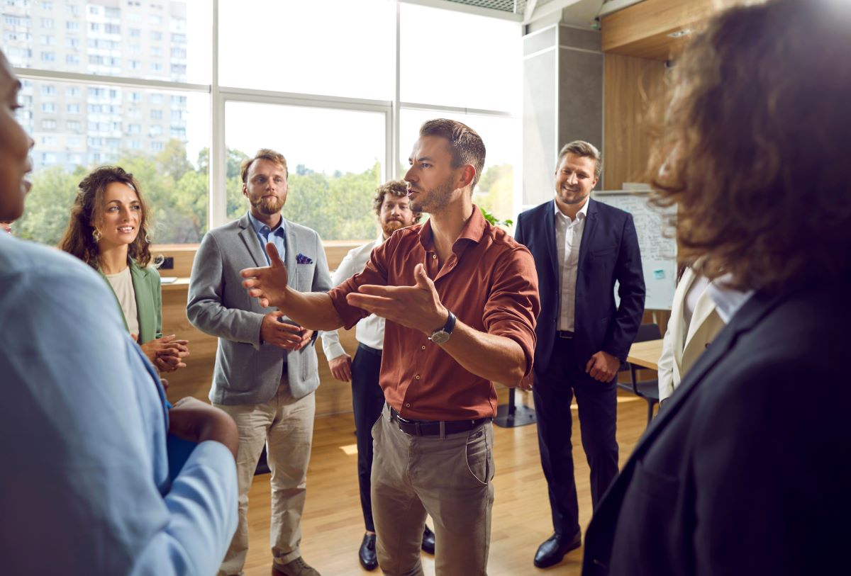 A man delivers training to other professionals